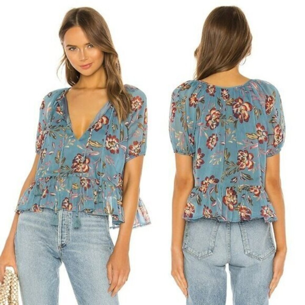 Tularosa Christiana Top - Dusty Blue Floral